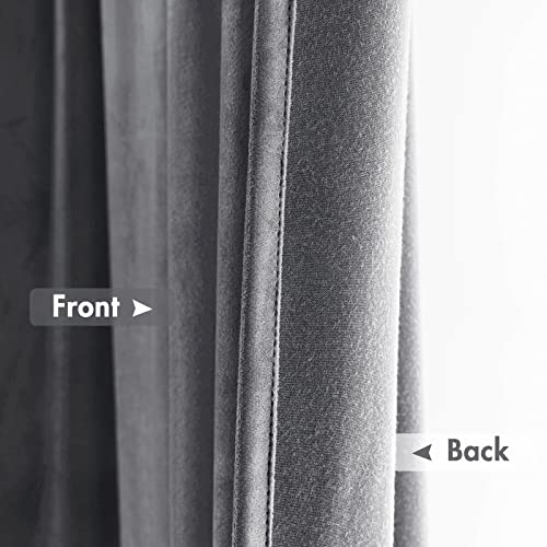 Grey Blackout Velvet Curtains Drapes 84 Inch Long 52"x84" Bedroom (2 Count)
