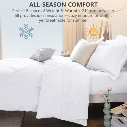 Queen Comforter Set 88"x88" White
