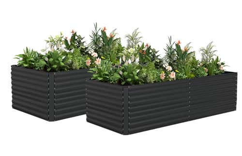 8x4x3ft Outdoor Metal Raised Garden Bed (2 Count)