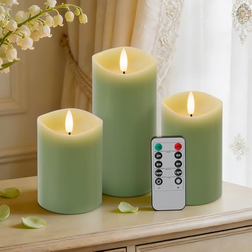 Pastel Green LED Real Wax Made Flameless Battery (3 Count)
