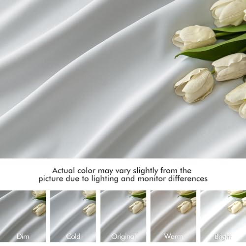 Greyish White Back Tab Blackout Curtains 52x102 Inch Long 2 Panels (2 Count)