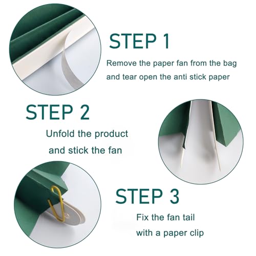 Green Birthday Decorations Dark Green Paper Fans Set Hanging Decor 8in (30 Count)