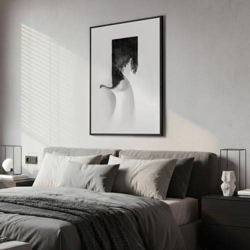 Framed Modern Black and White Abstract Wall Art