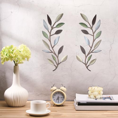 2 Pcs Metal Leaf Wall Art Vine Branch Decor (2 Count)