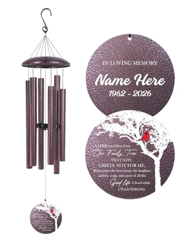 Personalized Cardinal Memorial Wind Chimes for Loss of Loved One Mom Dad