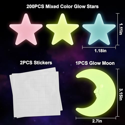 200 Glow in The Dark Stars for Ceiling (200 Count)