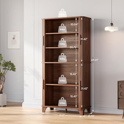 69" Tall Kitchen Pantry Storage Cabinet with Sliding Door