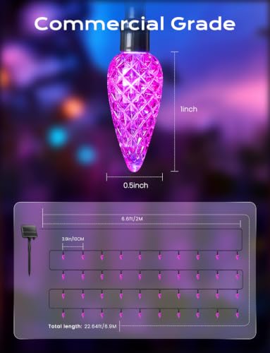Purple Solar Operated C6 Halloween Outdoor Lights