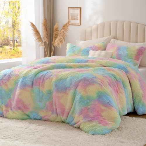 Multi Pink Fluffy Comforter Set Queen