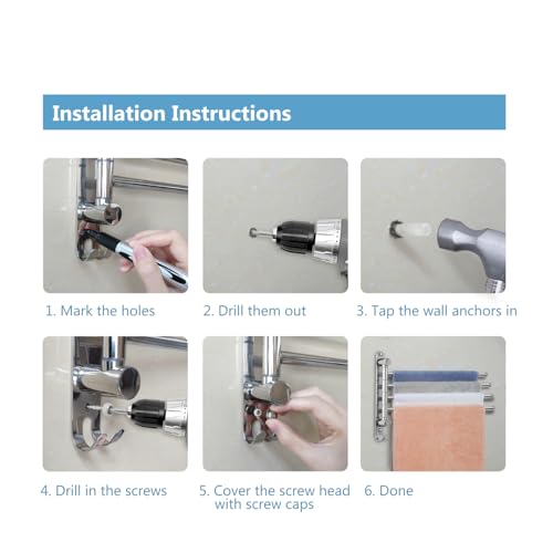 Bathroom Towel Rack JSVER Swivel 4 Arms Extended Towel Holder