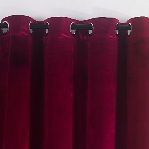 Set of 2 Velvet Room Darkening Blackout Curtain Panel Drapes Drapery 52 Inch Wide by 96 Inch Length with Grommet (2 Count)