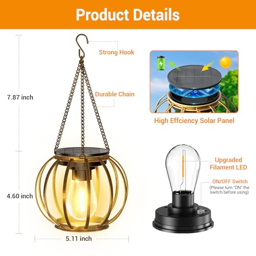 Solar Lanterns Outdoor Waterproof (2 Count)