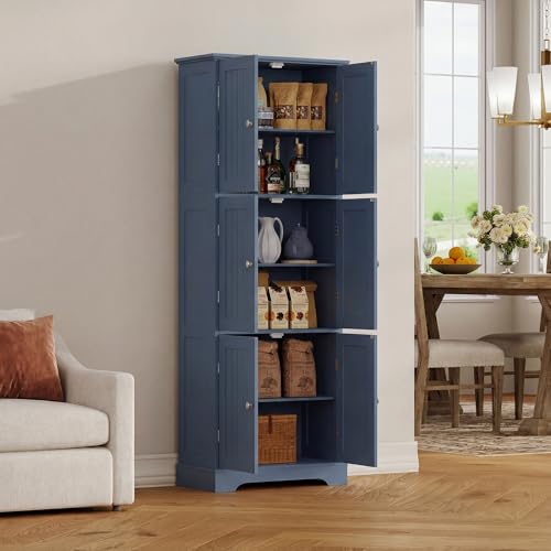 63.2" Tall Bathroom Storage Cabinet with 6 Doors
