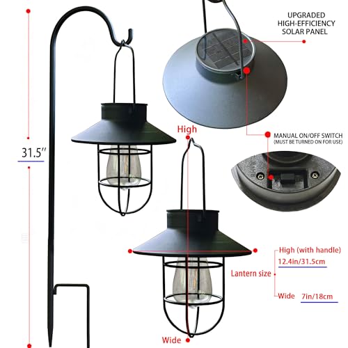 4 Pack Hanging Solar Lantern Lights with Shepherd Hook (4 Count)