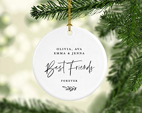 Personalized Best Friends Round Ceramic Porcelain Christmas Tree Ornament Keepsake Collectible Gift