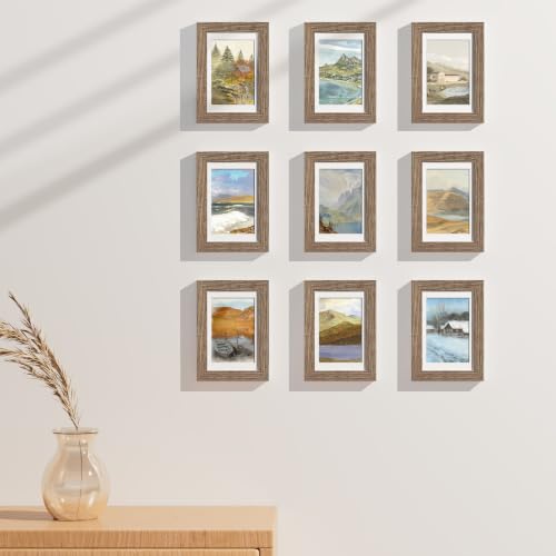 5x7 Picture Frames Set of 9 for Wall Mount or Tabletop (9 Count)