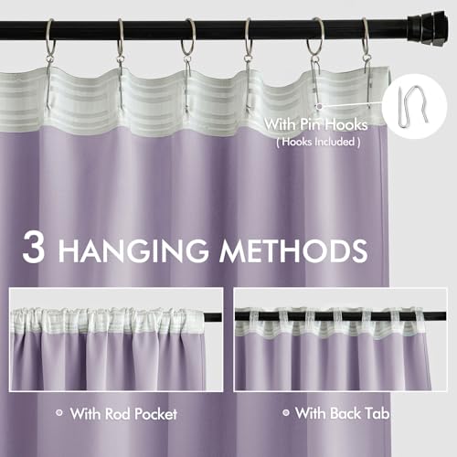Lilac Back Tab Blackout Curtains 52x63 Inches Long 2 Panels Set (2 Count)
