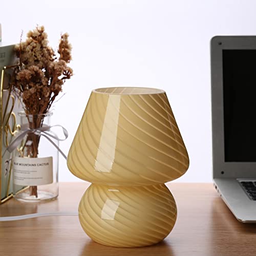 Glass Mushroom Bedside Table Lamp