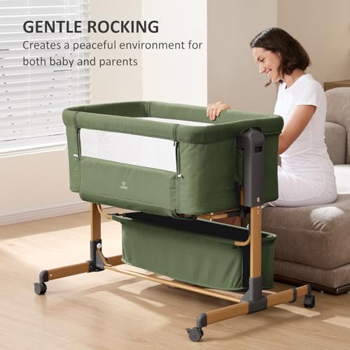 3-in-1 Baby Bassinet, Bedside Sleeper & Rocking Bassinet for Newborn