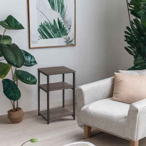 VASAGLE Side Table, Small End Table, Tall Nightstand for Living Room, Bedroom, Office, Bathroom, Chestnut Brown and Classic Black ULET273B74