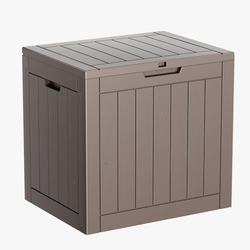 35 Gallon Deck Boxes Resin Outdoor Storage Box UV Resistant Outside Deck Box with Lockable Lid for Patio Furniture