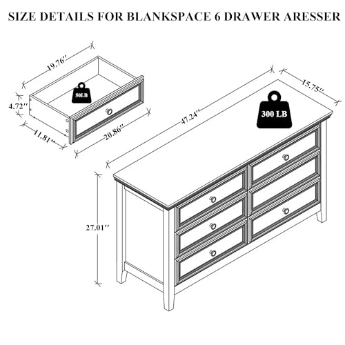 Black 6 Drawer Dresser