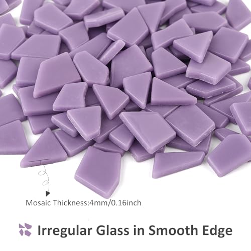 200g Purple Glass Mosaic Tiles for Crafts Bulk (7.05 Ounce)