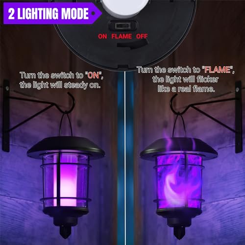 Solar Purple Flame Wall Lanterns (4 Count)
