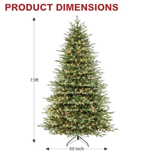 7.5 ft Prelit Christmas Tree with Realistic PE Foliage