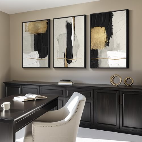 Framed Modern Black and White Abstract Wall Art for Living Room (3 Count)