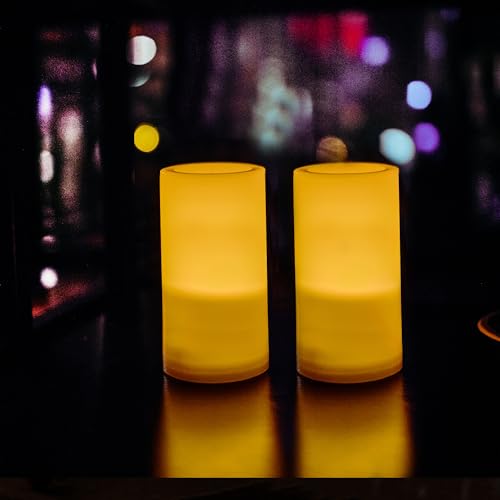 Outdoor Battery Operated Flameless LED Pillar Candles w (2 Count)