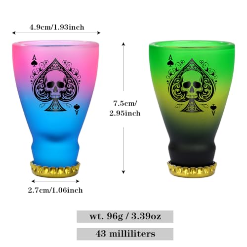 Spades Skull Pattern Glass Shot Glasses (2 Count)