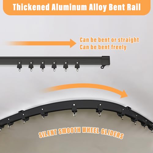 Room Divider Curtains with Flexible Ceiling Curtain Tracks Set