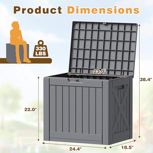 Resin Deck Box 40 Gallon Waterproof Outdoor Storage Box