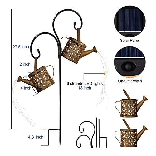 Solar Watering Can Lights Outdoor with 8 Multi