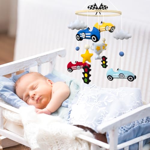 Baby Mobile for Crib Race Car Crib Mobile for Boys Newborn Gifts