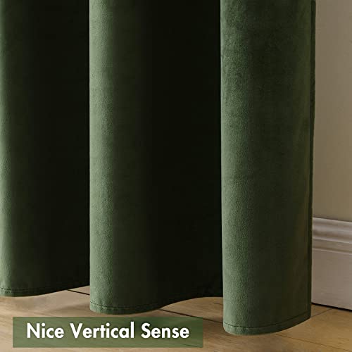 Olive Green Blackout Velvet Curtains Drapes 63 Inch Long 52"x63" (2 Count)