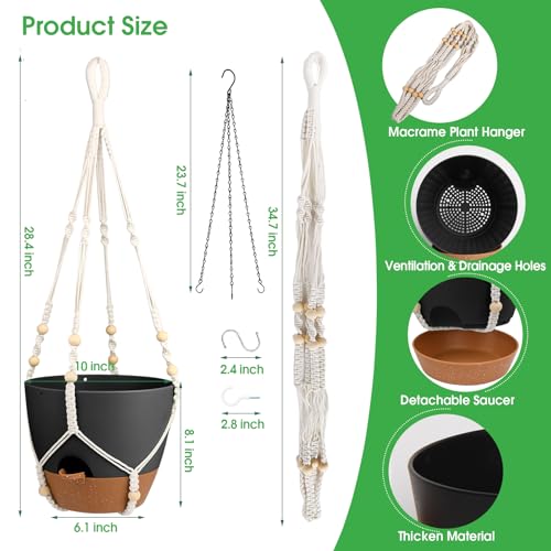 Hanging Planters for Indoor Outdoor Plants (2 Count)