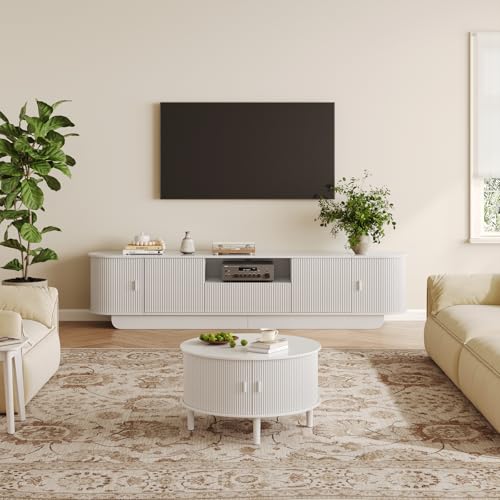 Fluted TV Stand and Coffee Table Set of 2 (2 Count)