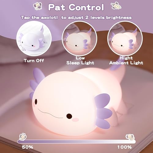 Purple Axolotl Night Light for Kids