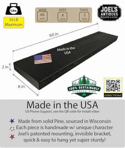 60 Inch Wooden Floating Shelves for Wall