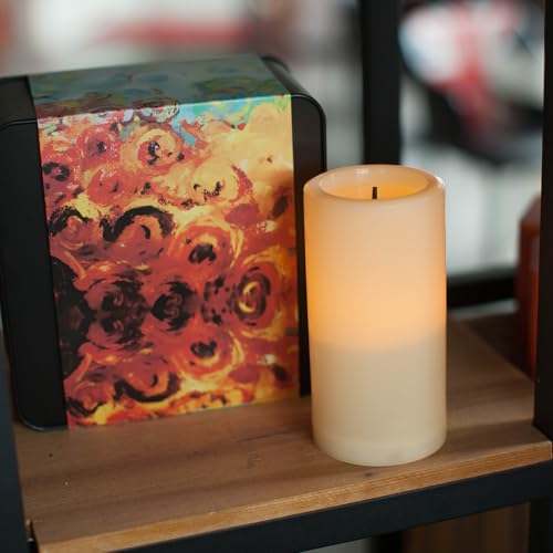 Outdoor Battery Operated Flameless LED Pillar Candle with Timer D3”xH6”