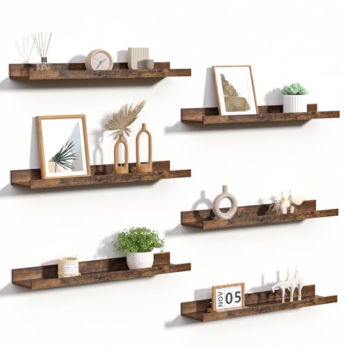 Floating Shelves for Wall Decor and Storage (6 Count)