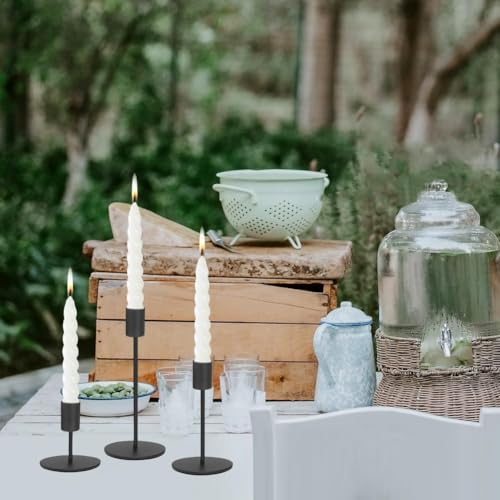 Black Candlestick Holders Bulk for Taper Candles Decorative Metal Candelabra Candle Holders Fit 0.8 Inch Diameter Candles Gold Taper Candle Stands for Wedding Home Party Table Decor (54 Count)