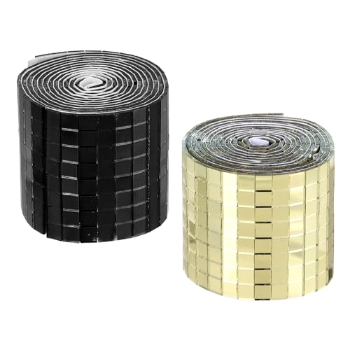 Self Adhesive Glass Mirror Mosaic Tiles 3200 Pcs 5 x 5 mm Disco Tiles for Craft Decoration Glass Mirror Disco Ball 2 Rolls (2 Count)