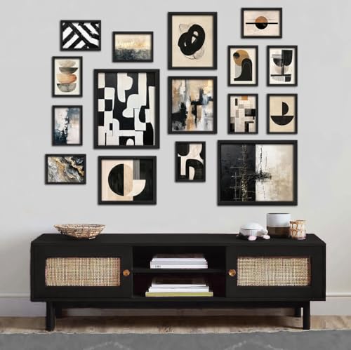 16 PCS Framed Black and White Abstract Wall Art Decor (16 Count)