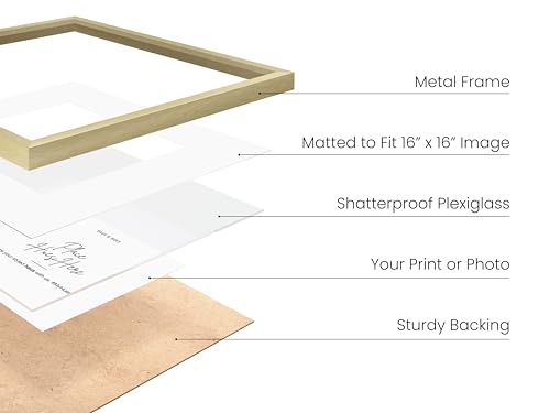 20x20 Gold Metal Picture Frames Matted to 16x16 (3 Count)