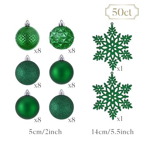 50ct Christmas Tree Decorations Ball Ornaments 2 Inches (50 Count)