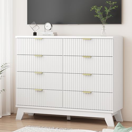 Fluted Dresser for Bedroom with 8 Drawers