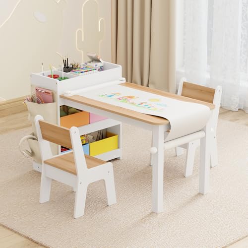 Kids Art Table and Chair Set with 2 Chair & Bins (3 Count)
